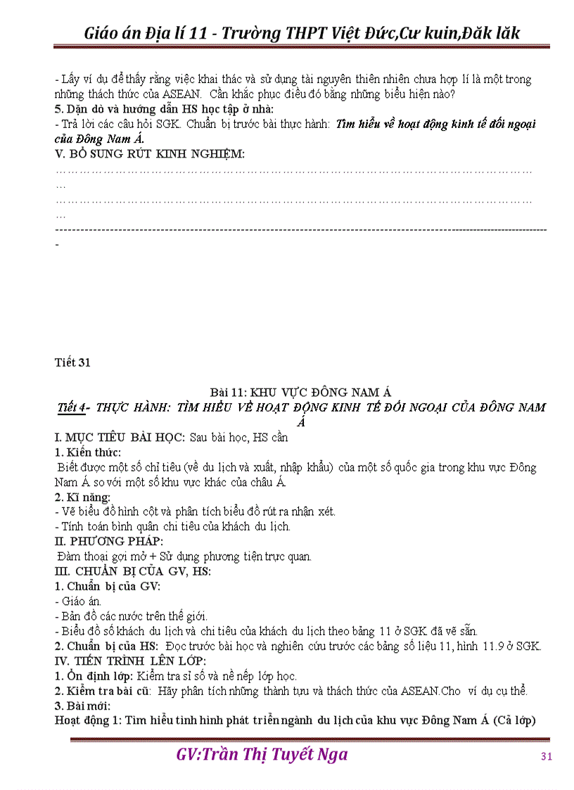 image for page GA Địa lí 11 HKII thực hiện giảm tải từng nội dung