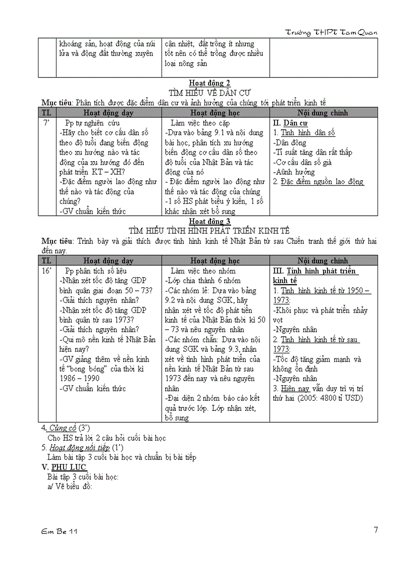 image for page Giáo án Địa 11 HKII 3 cột