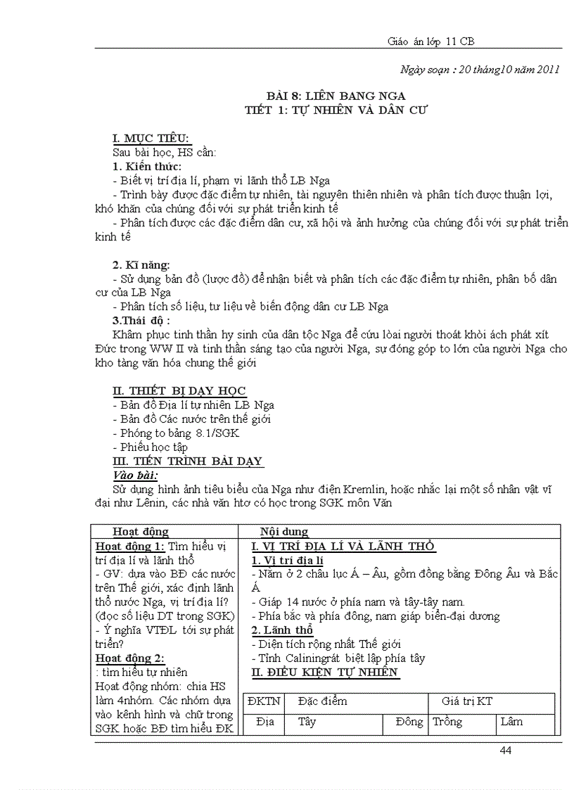 image for page Giao an DIA 11 Sau giam tai