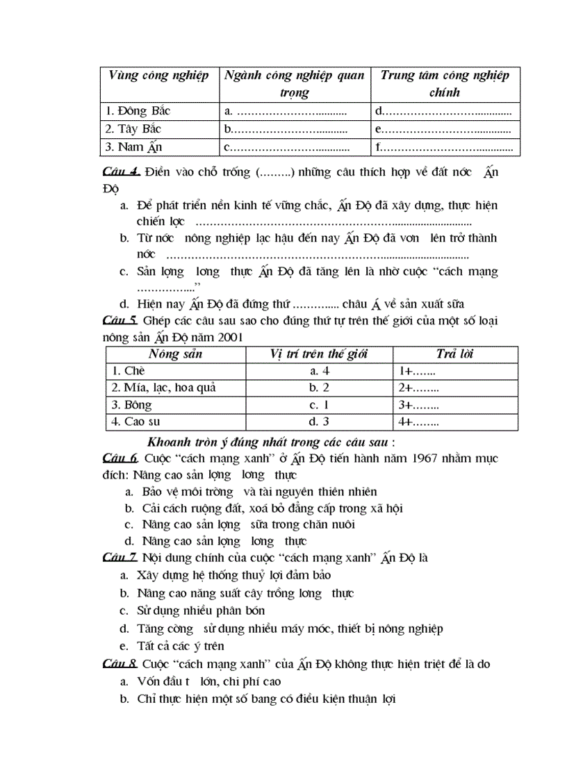 image for page Ngân hàng câu hỏi trắc nghiệm đl 11 phần 3