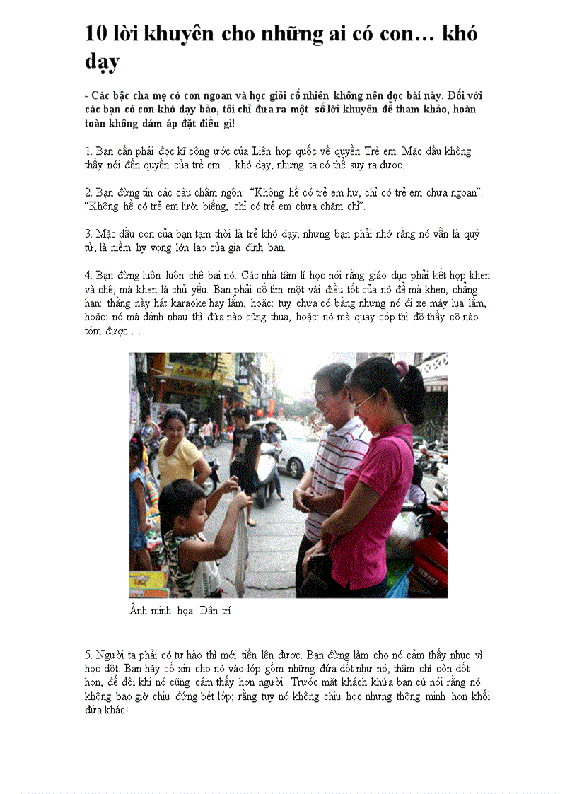 image for page 10 lời khuyên cho những ai có con khó dạy