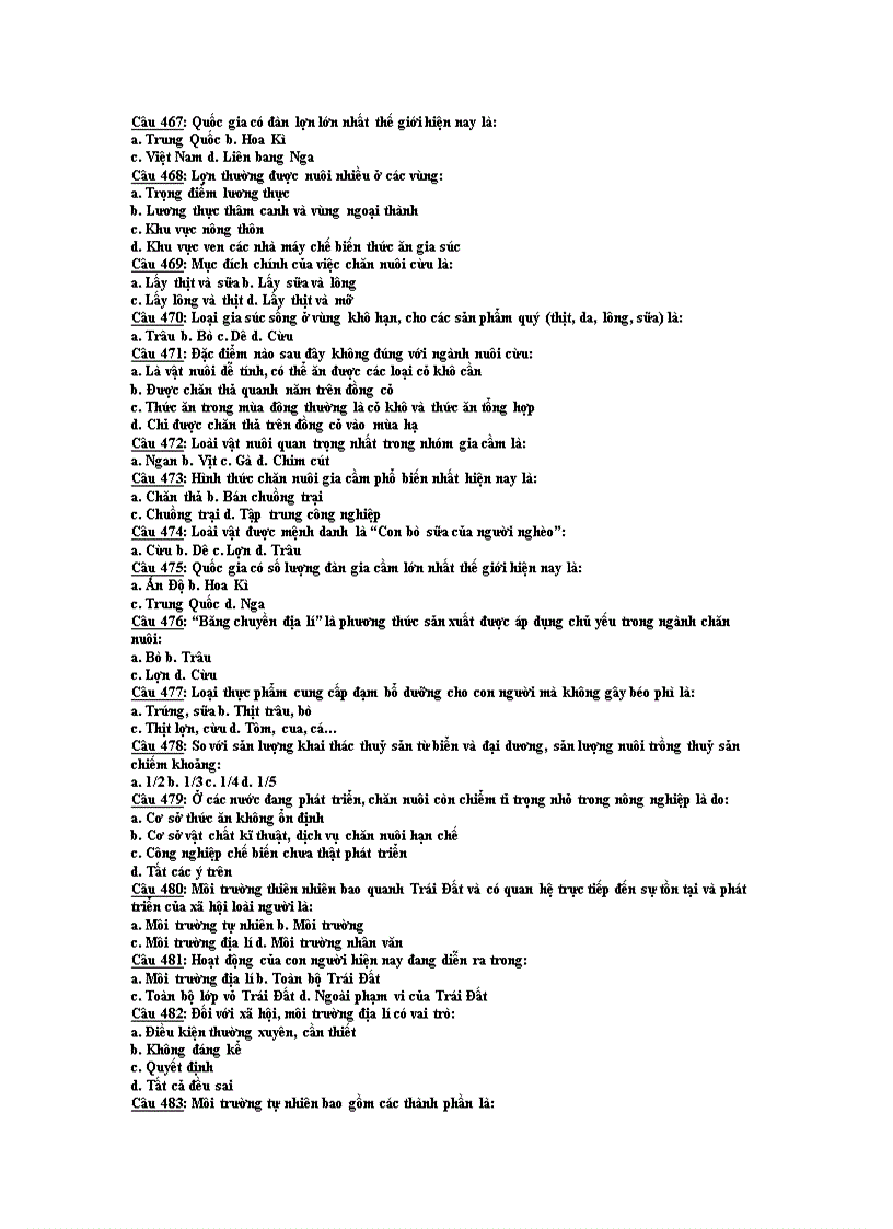 image for page 500 câu trắc nghiệm Địa lí 12