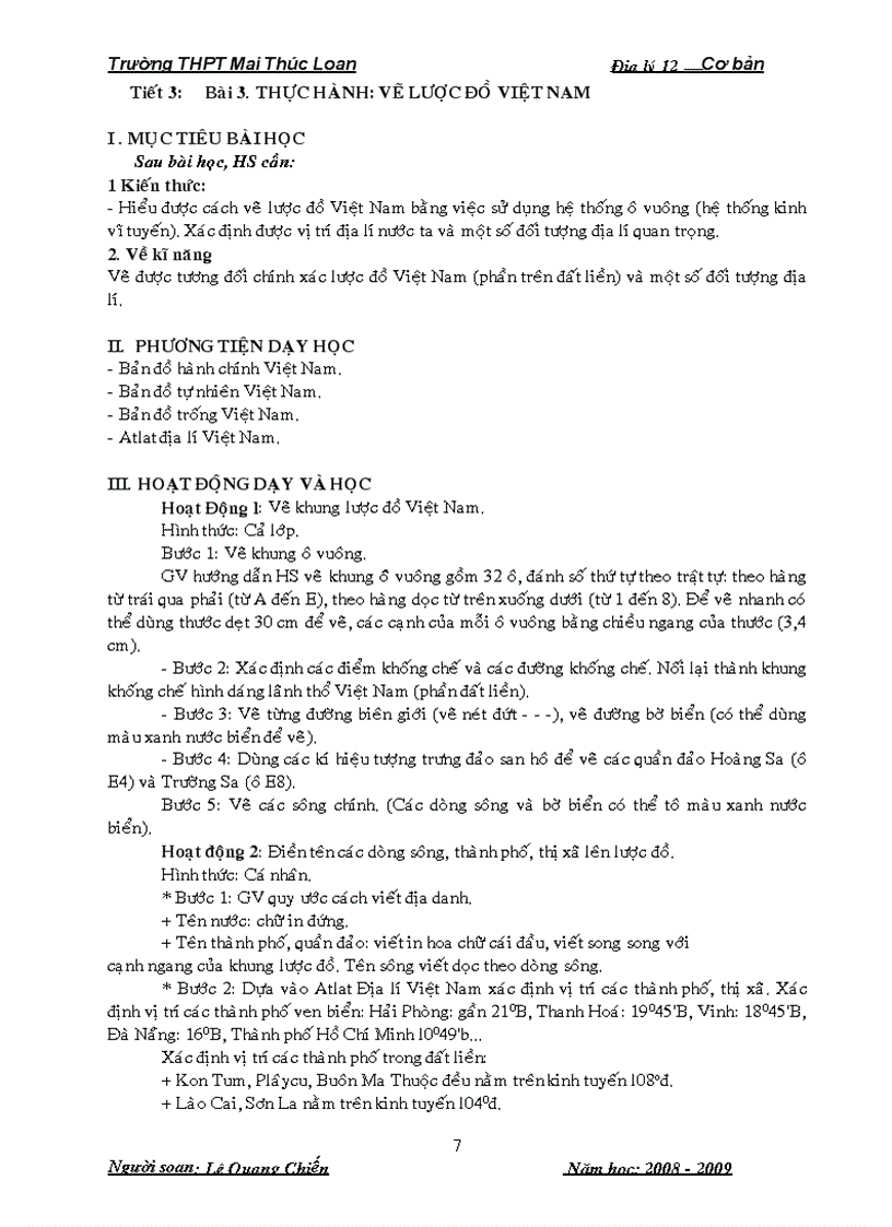 image for page Bộ giáo án Địa lí 12 Cơ bản Trọn bộ