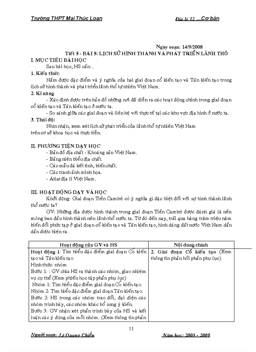 image for page Bộ giáo án Địa lí 12 Cơ bản Trọn bộ