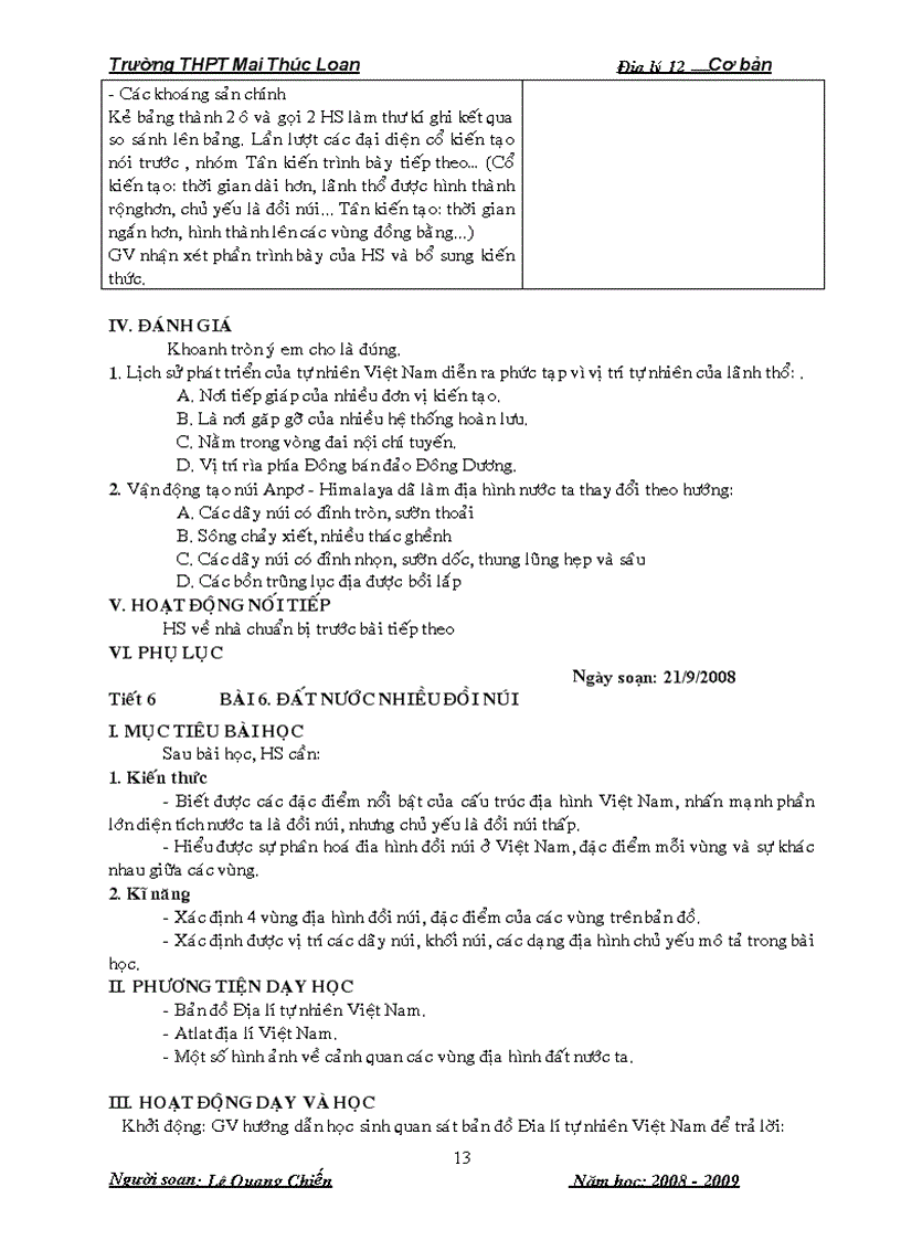 image for page Bộ giáo án Địa lí 12 Cơ bản Trọn bộ