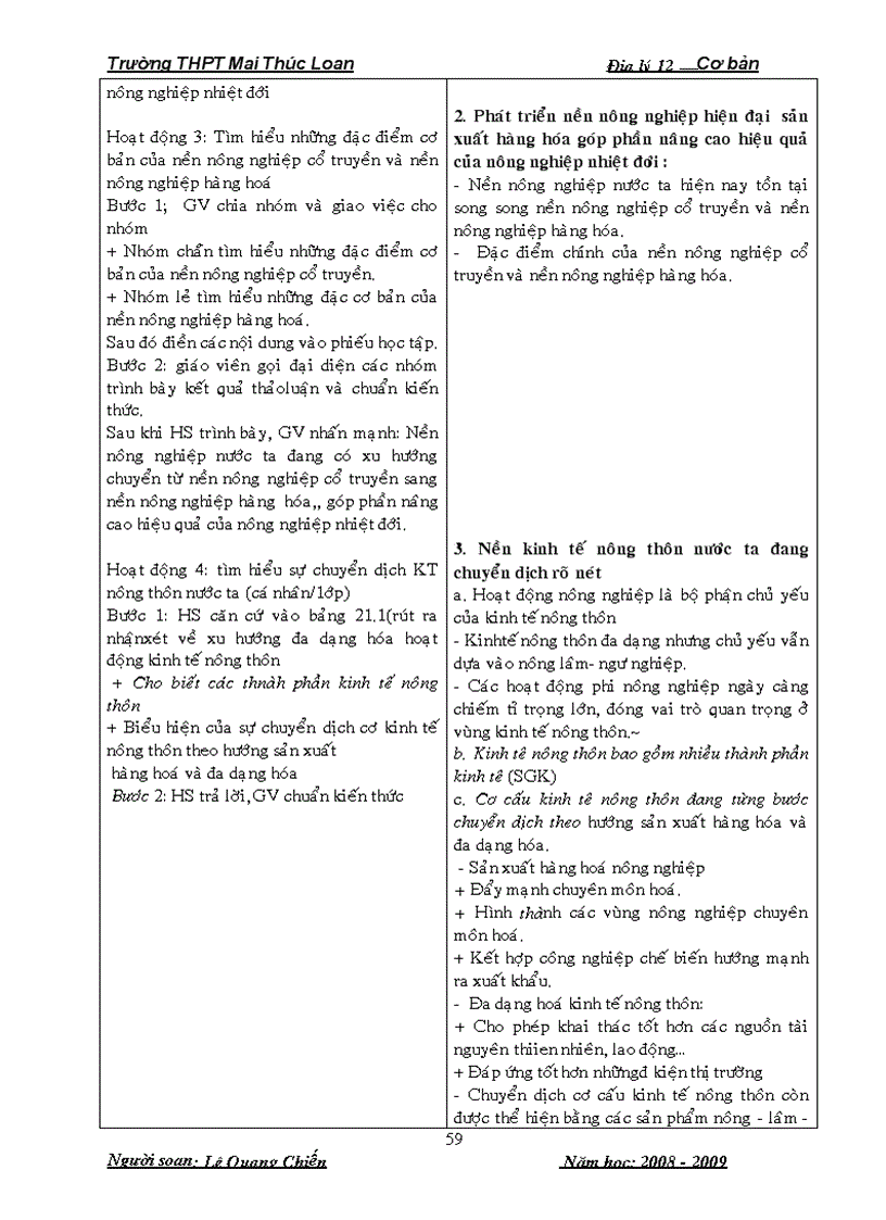 image for page Bộ giáo án Địa lí 12 Cơ bản Trọn bộ