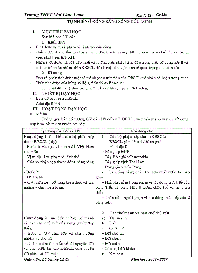 image for page Bộ giáo án Địa lí 12 Cơ bản Trọn bộ