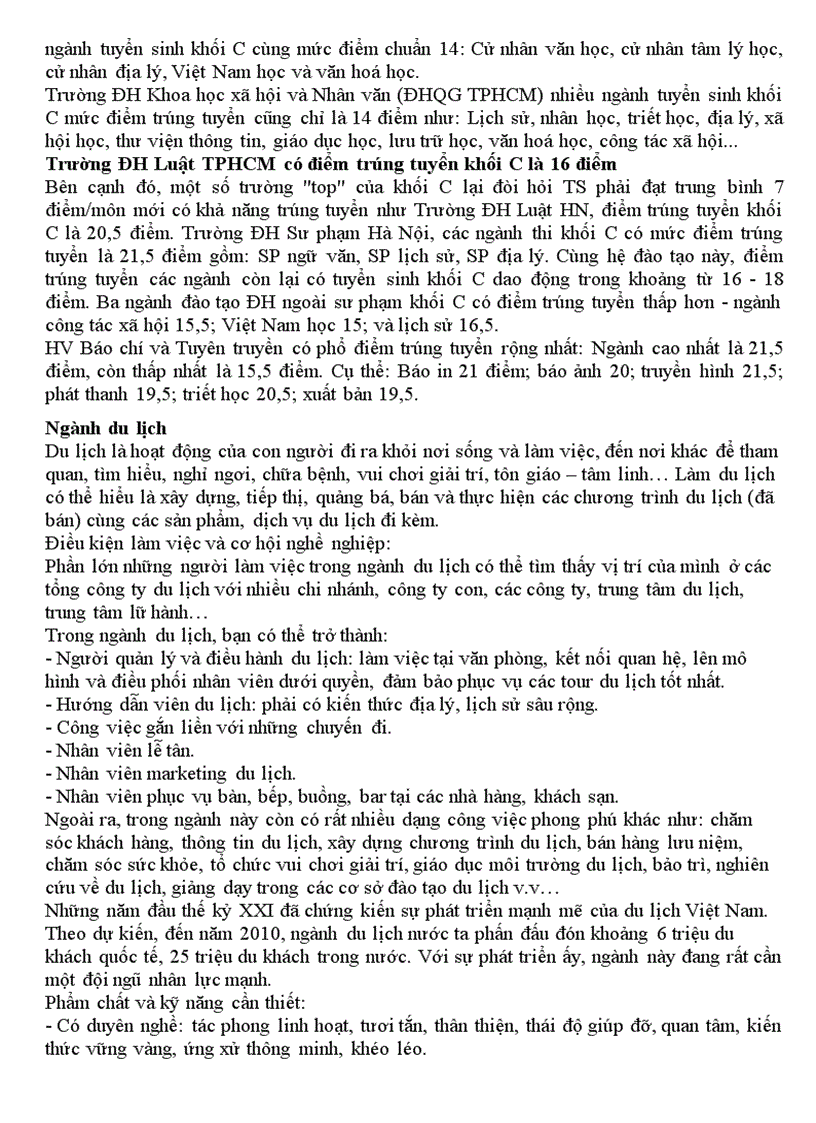 image for page Các ngành thi khối C