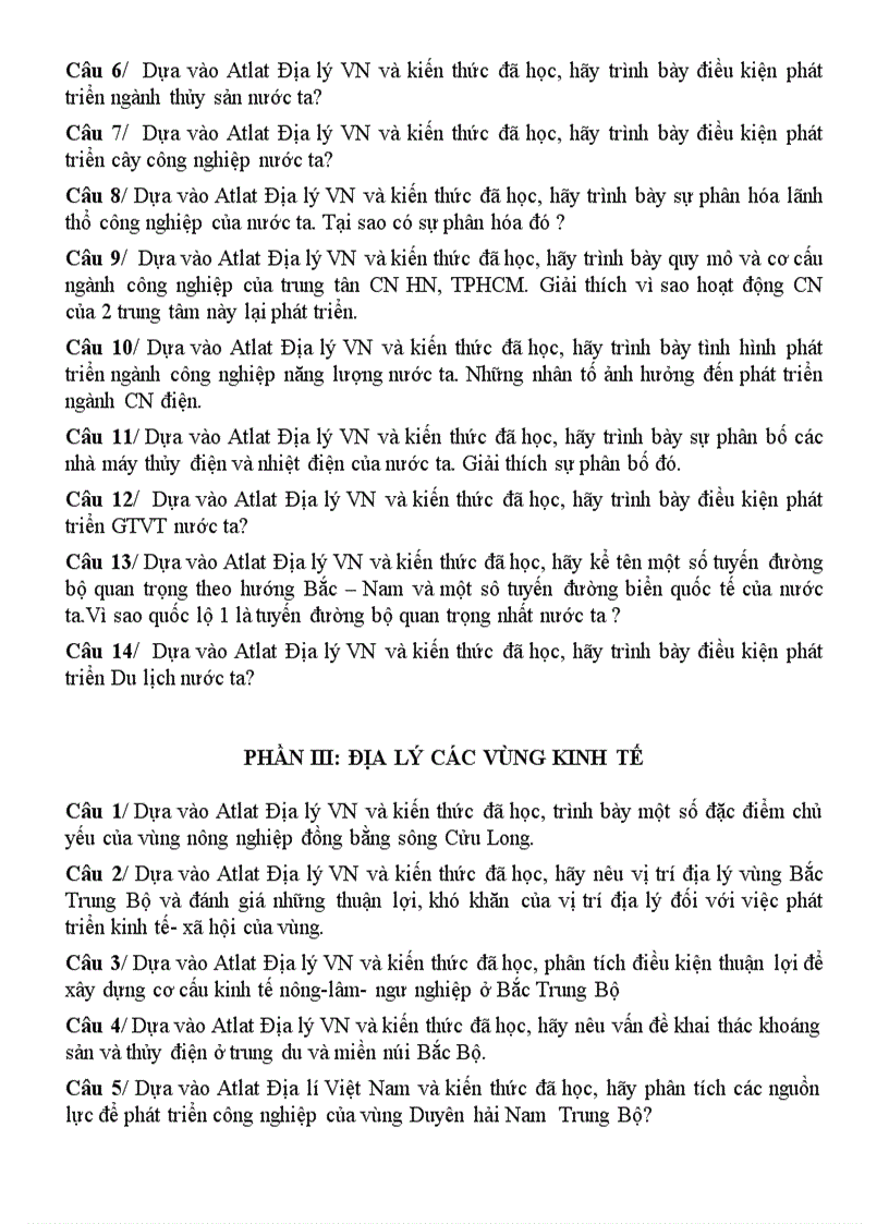 image for page Câu hỏi atlat dùng cho HKII