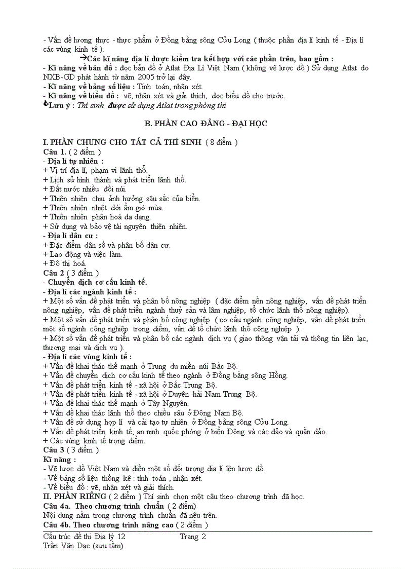 image for page Cấu trúc đề thi tốt nghiệp môn Địa lí
