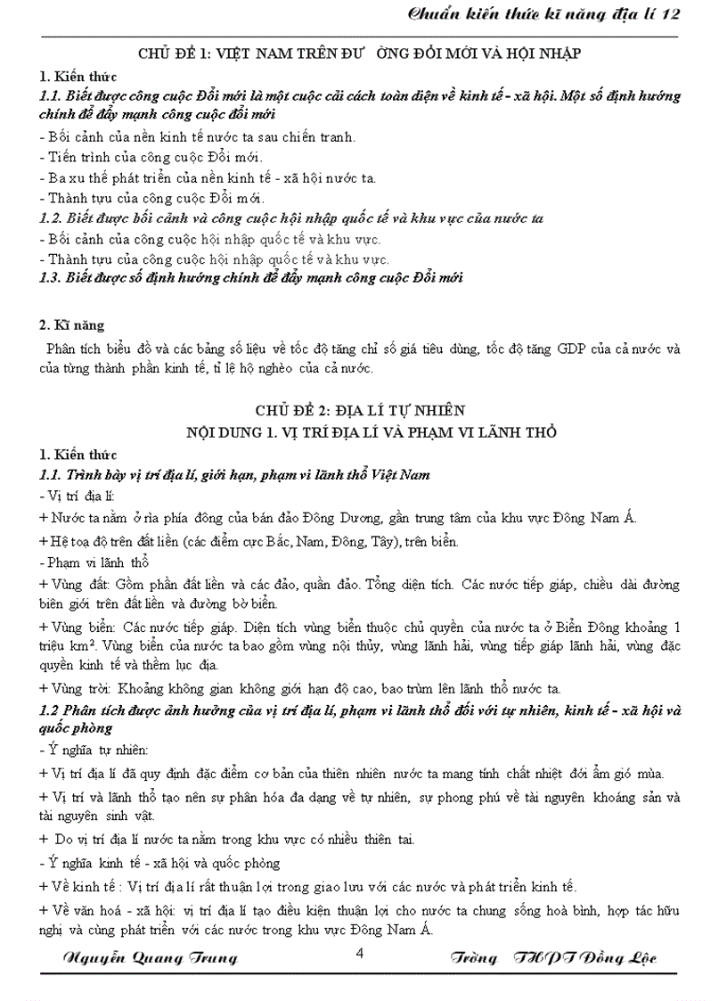 image for page Chuẩn kiến thức kỉ năng địa lí 12