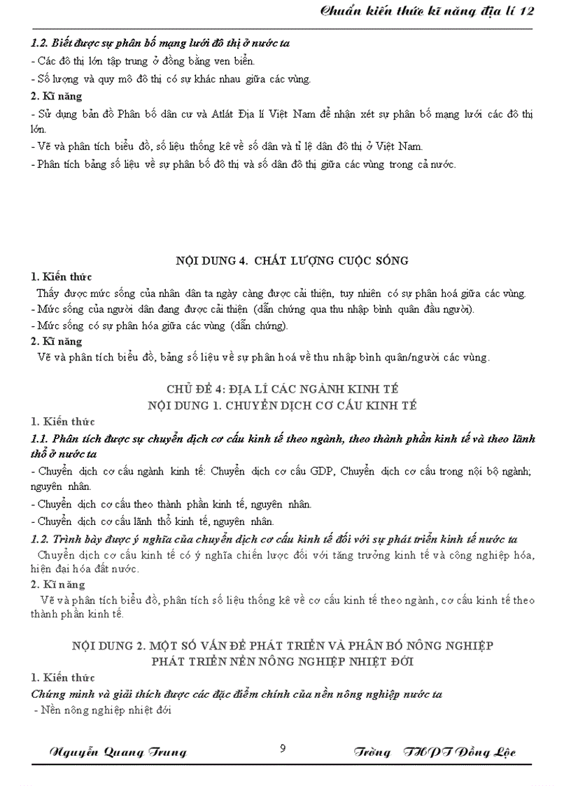 image for page Chuẩn kiến thức kỉ năng địa lí 12