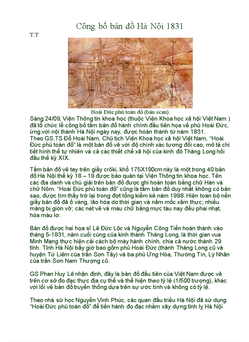 image for page Công bố bản đồ Hà Nội 1831