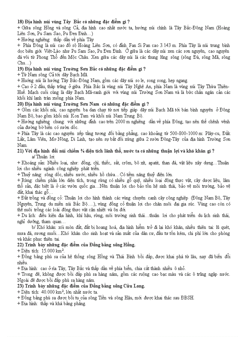 image for page Đề cương ôn tập học kỳ 1 Địa 12