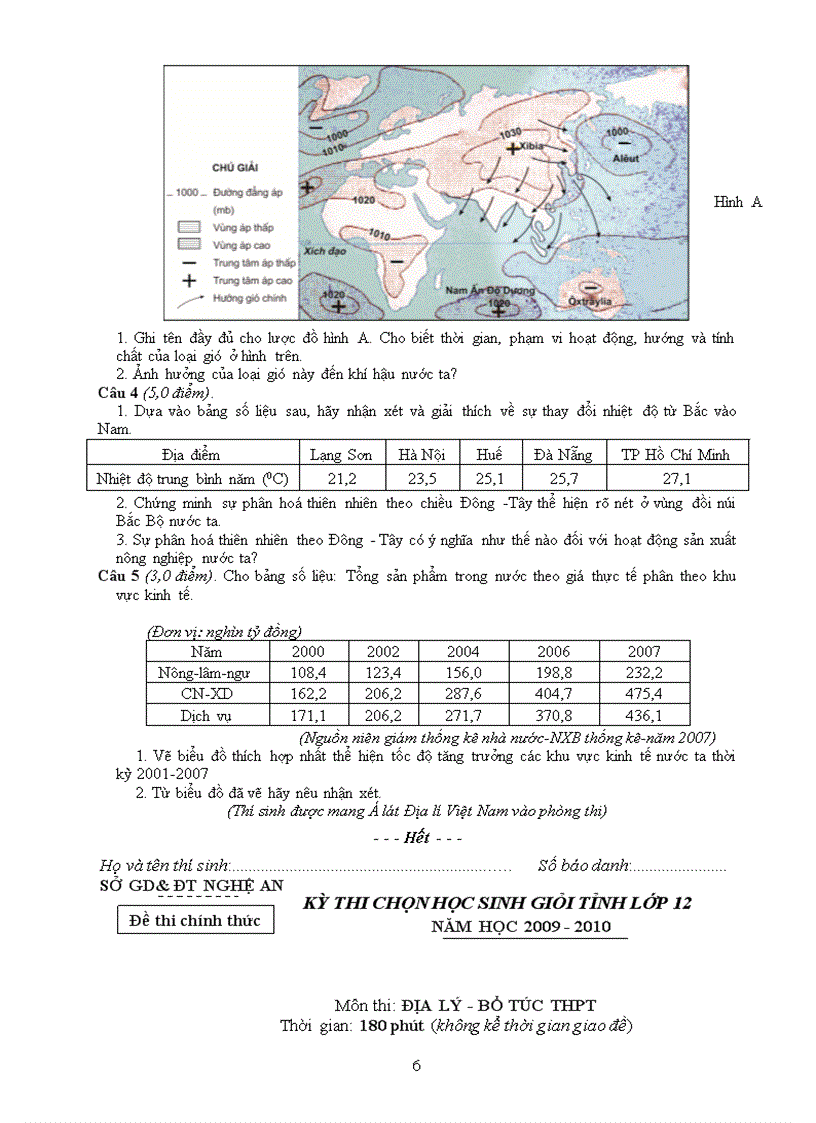 image for page Đề và ĐA thi HSG môn địa 2010 NA