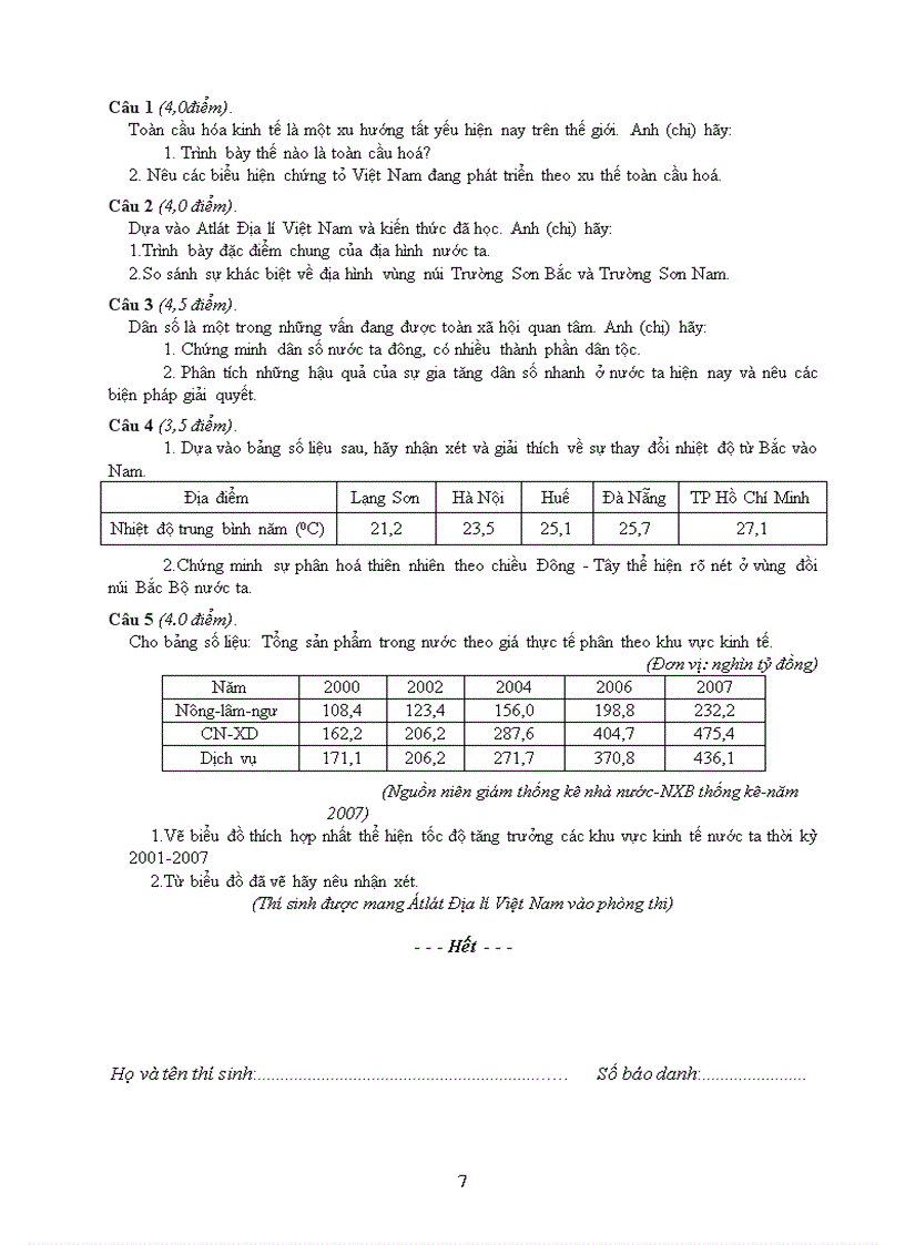 image for page Đề và ĐA thi HSG môn địa 2010 NA