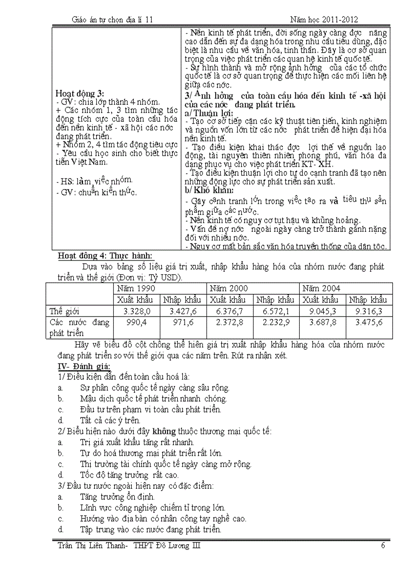 Địa lí tụ chọn 11 năm 2011