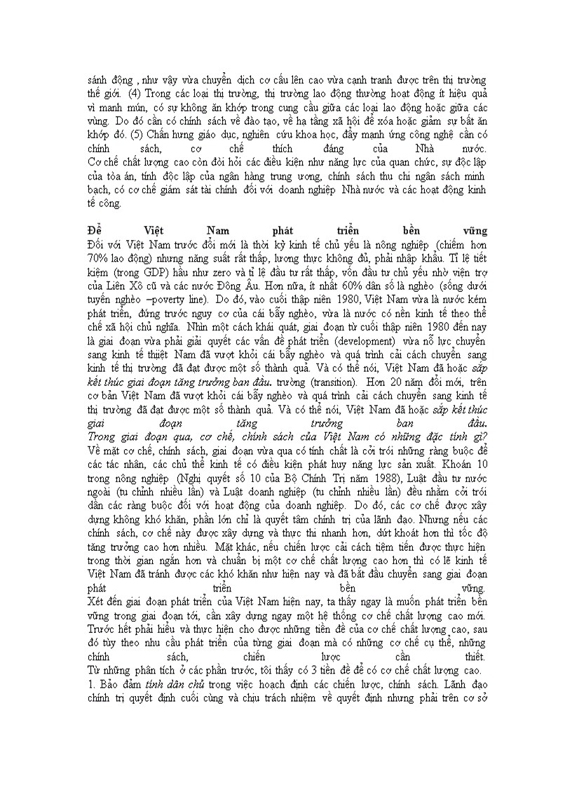 image for page Điều kiện để Việt nam phát triển bền vững