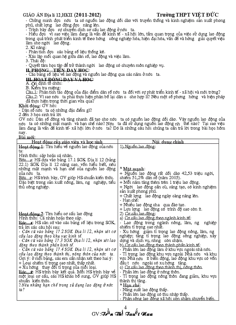 image for page GA Địa lí 12 HKII thực hiện giảm tải từng nội dung