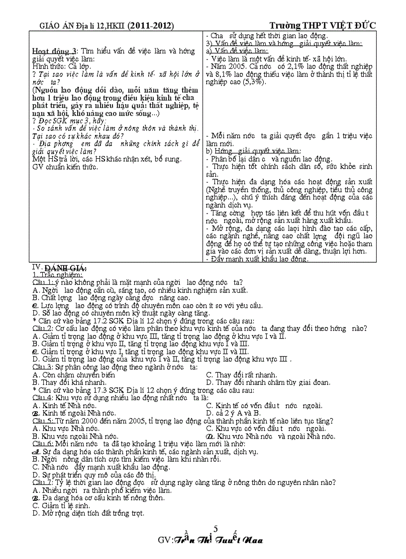 image for page GA Địa lí 12 HKII thực hiện giảm tải từng nội dung