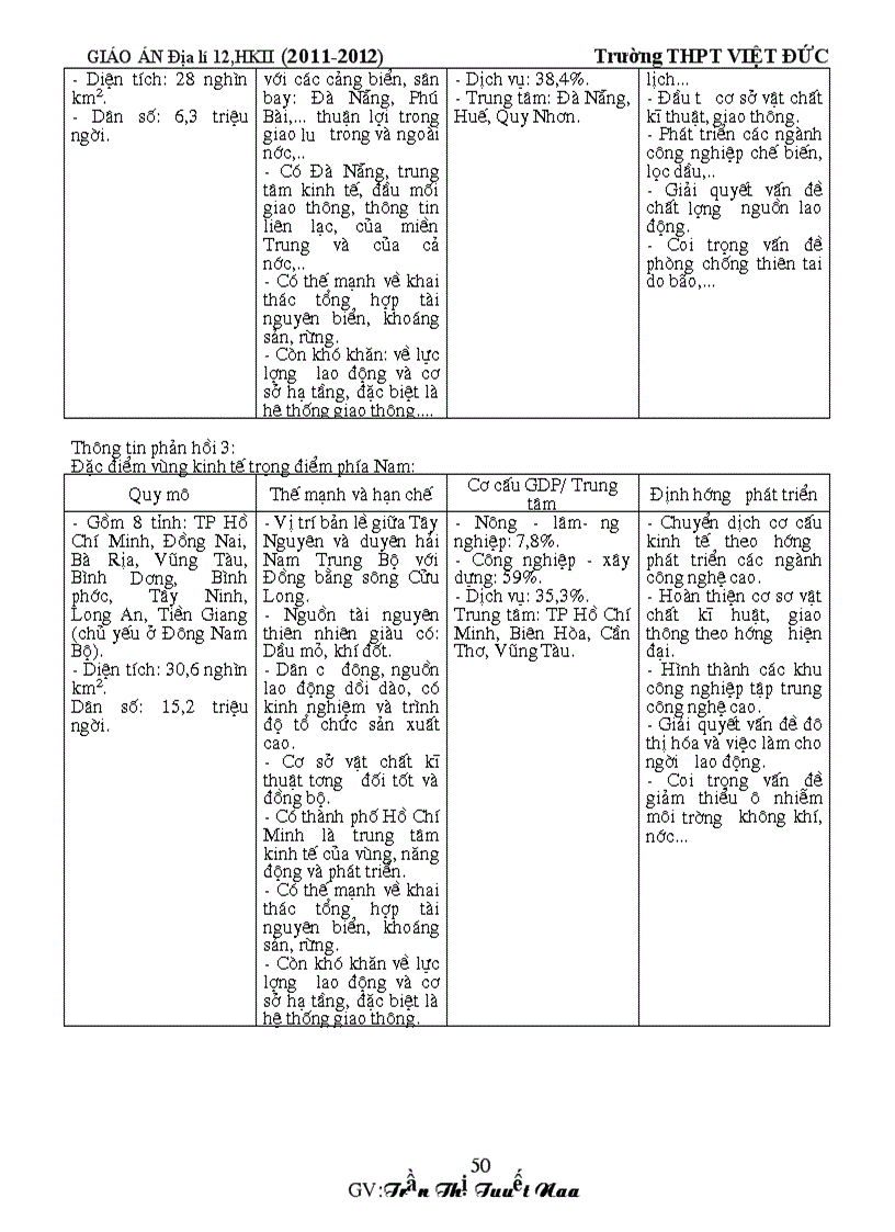 image for page GA Địa lí 12 HKII thực hiện giảm tải từng nội dung