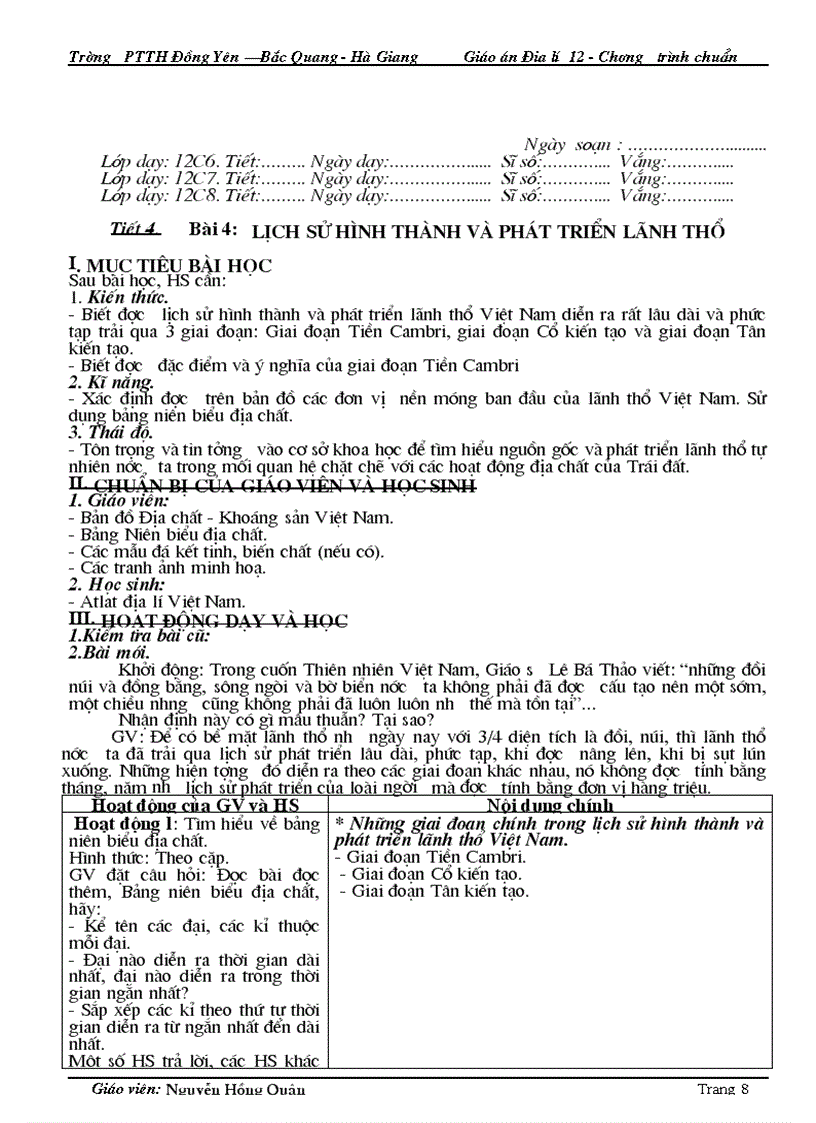 image for page Giáo án Địa lí 12CB Tiết 1 31