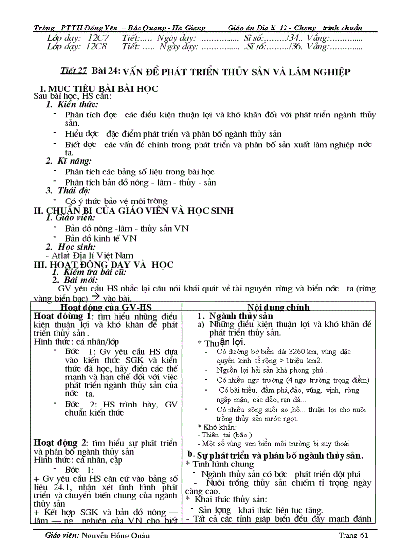 image for page Giáo án Địa lí 12CB Tiết 1 31