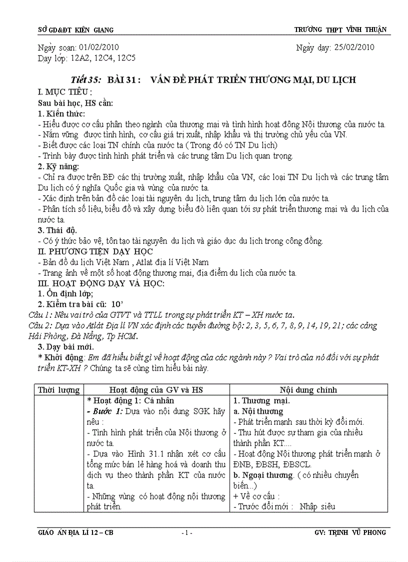 image for page Giáo án địa lí 12cb tiết 35