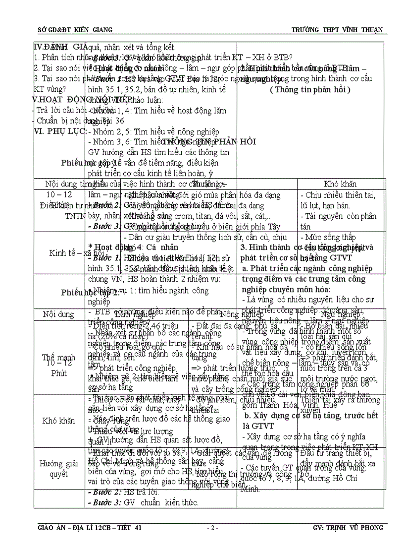 Giáo án địa lí 12cb tiết 41