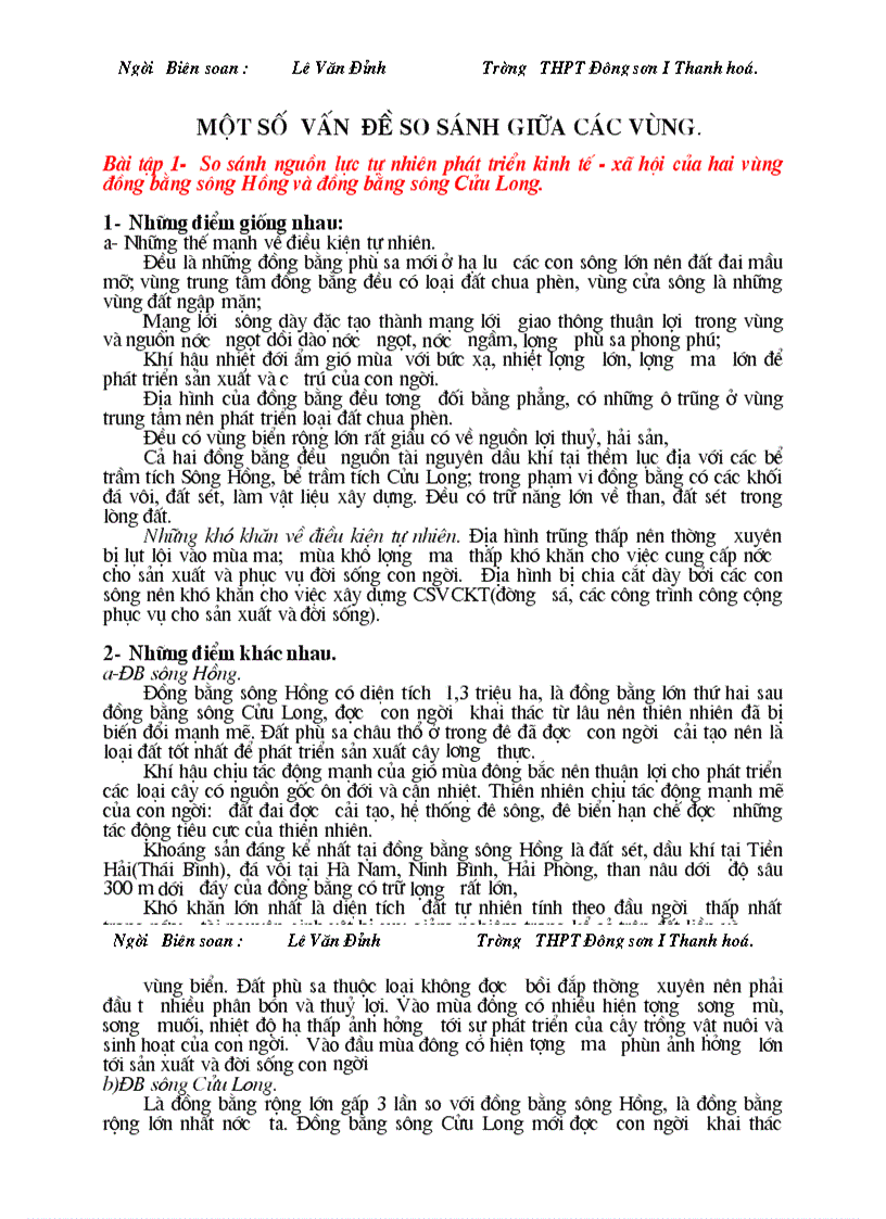 image for page Một số dạng câu hỏi so sánh ôn thi TN ĐH