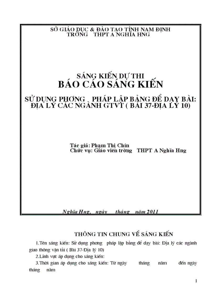 image for page SKKN du thi cap truong Mon Dia ly