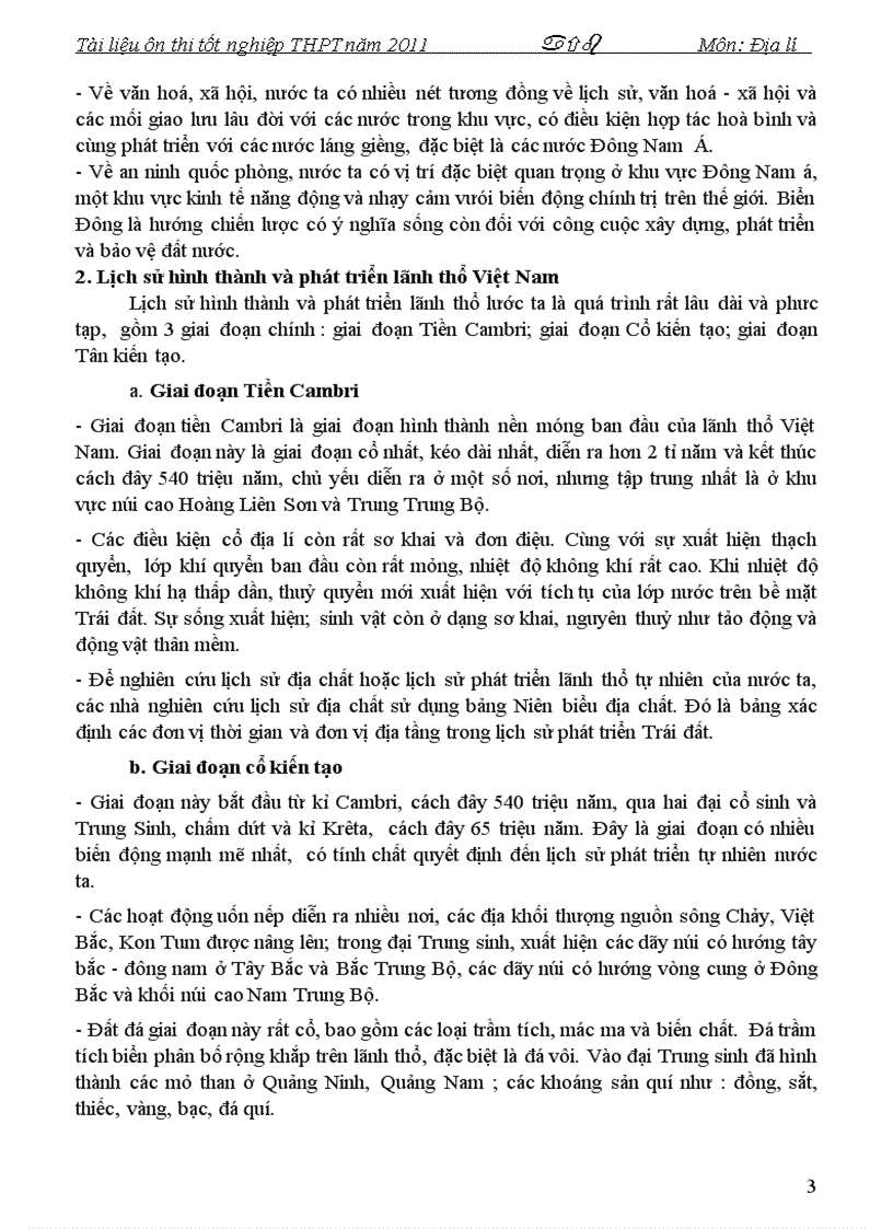 image for page Tài liệu ôn thi TN THPT 2011 Môn Địa lí P1