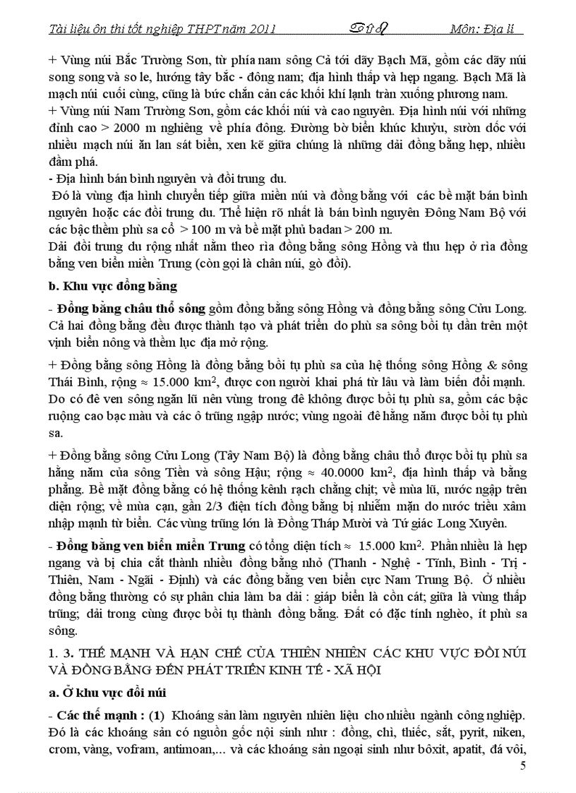 image for page Tài liệu ôn thi TN THPT 2011 Môn Địa lí P1