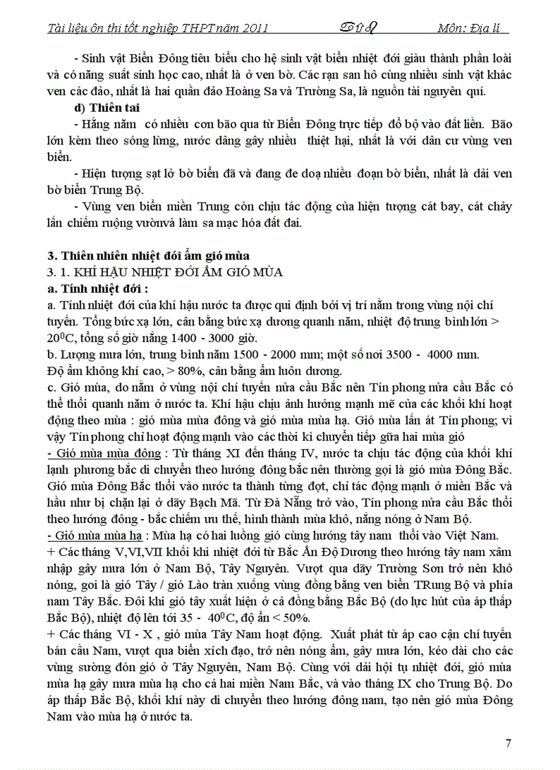 image for page Tài liệu ôn thi TN THPT 2011 Môn Địa lí P1