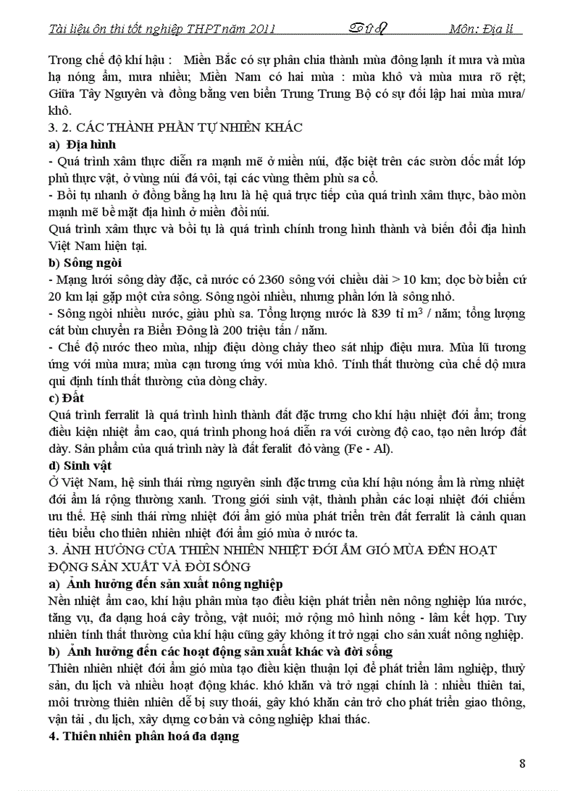 image for page Tài liệu ôn thi TN THPT 2011 Môn Địa lí P1
