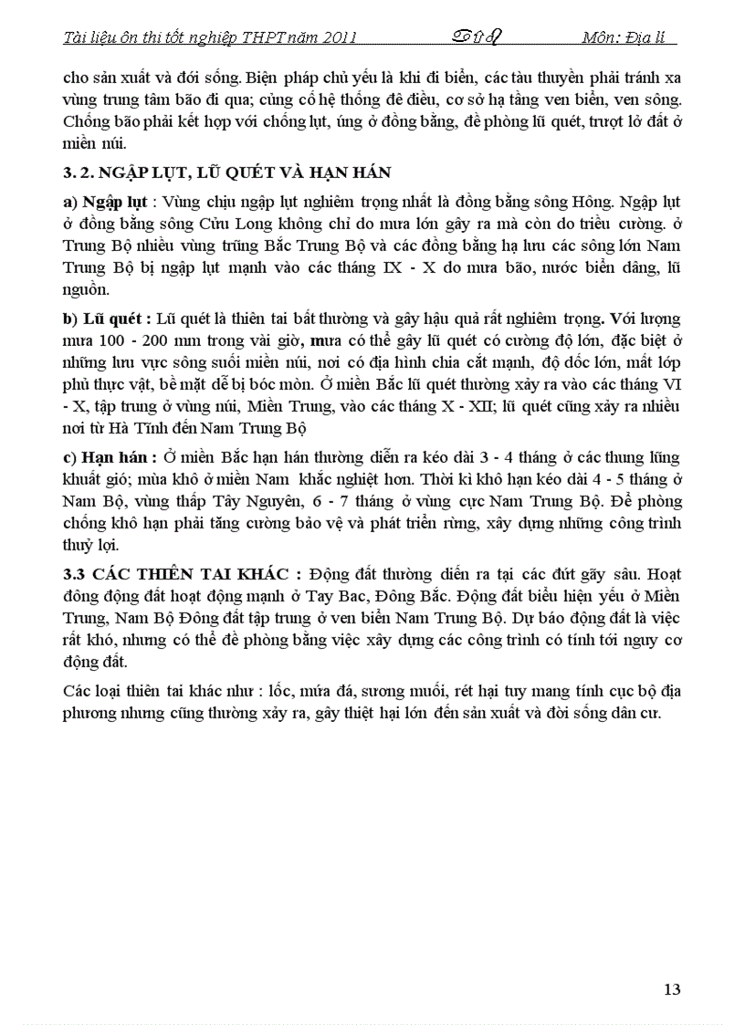 image for page Tài liệu ôn thi TN THPT 2011 Môn Địa lí P1