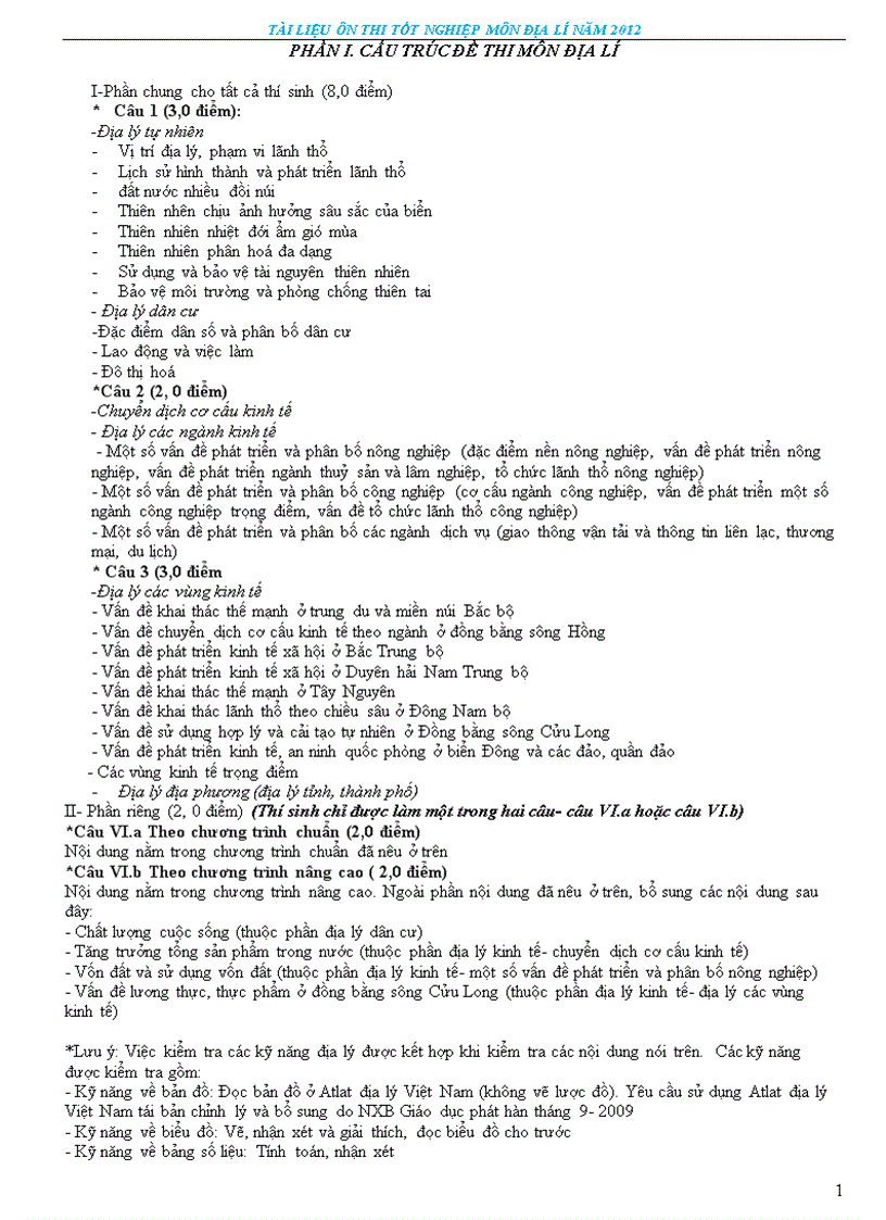 image for page Tài liệu ôn thi tn thpt môn đia lí 2012