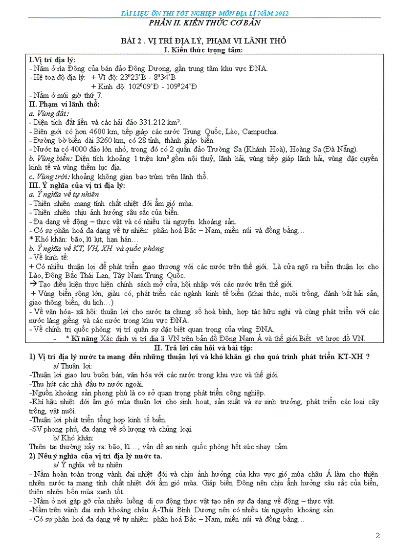 image for page Tài liệu ôn thi tn thpt môn đia lí 2012