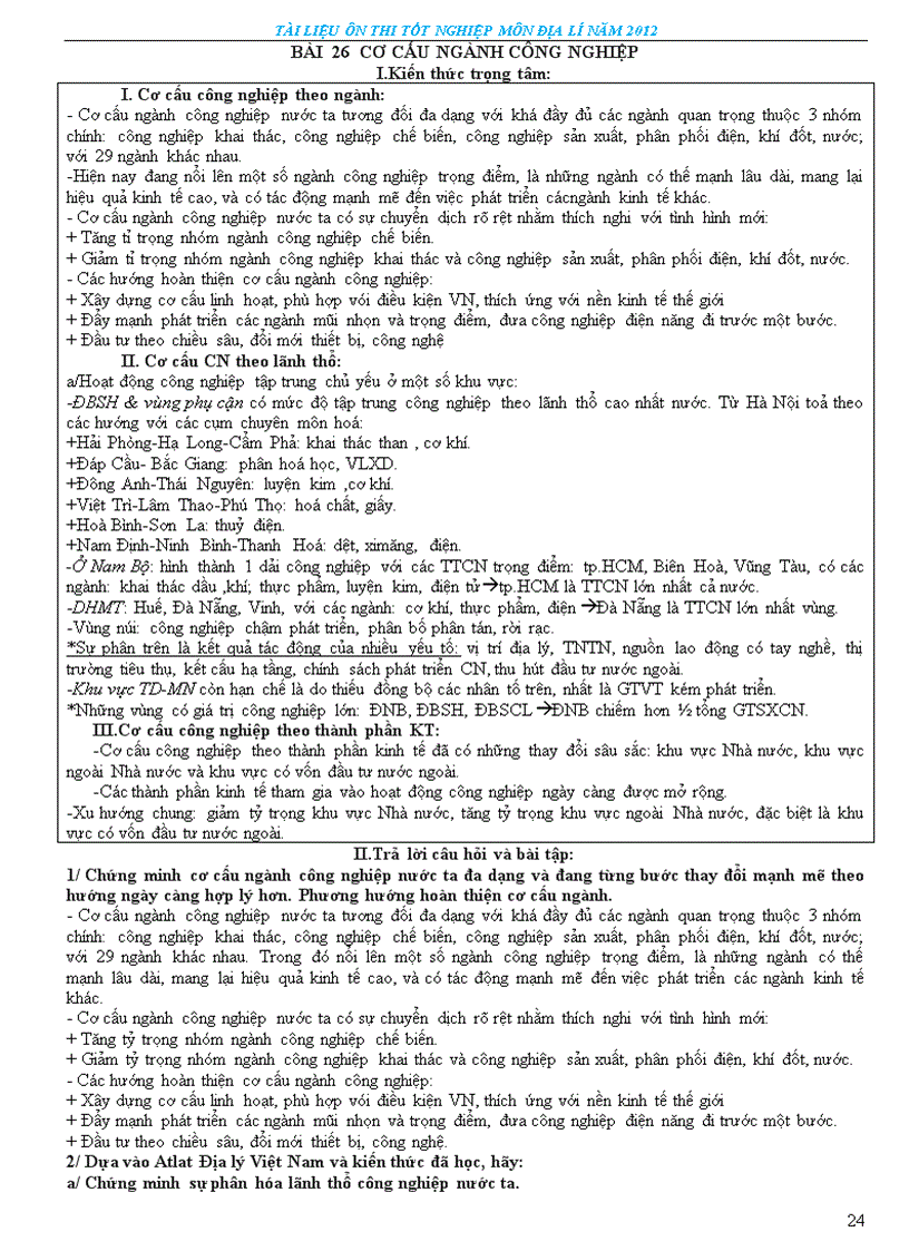 image for page Tài liệu ôn thi tn thpt môn đia lí 2012