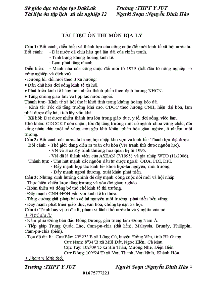 image for page Tài liệu ôn thi tốt nghiệp đại học môn đai lí 12