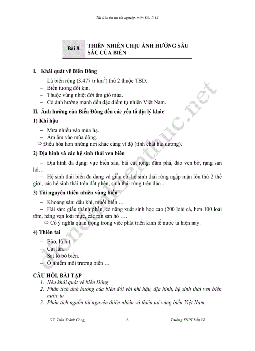 image for page Tài liệu ôn thi tốt nghiệp môn Địa lí 12