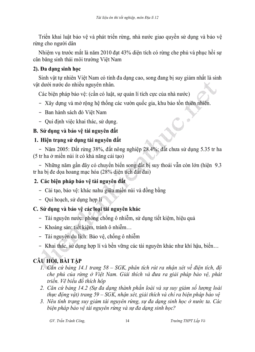 image for page Tài liệu ôn thi tốt nghiệp môn Địa lí 12