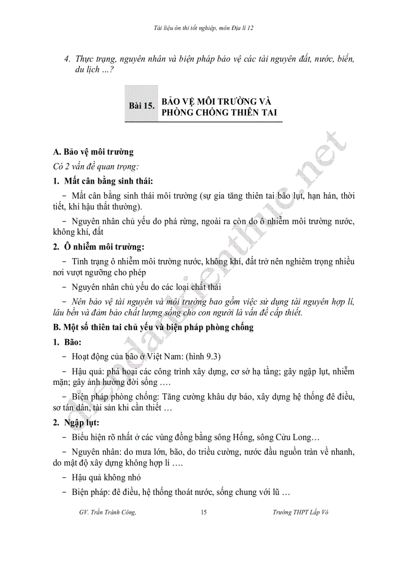 image for page Tài liệu ôn thi tốt nghiệp môn Địa lí 12