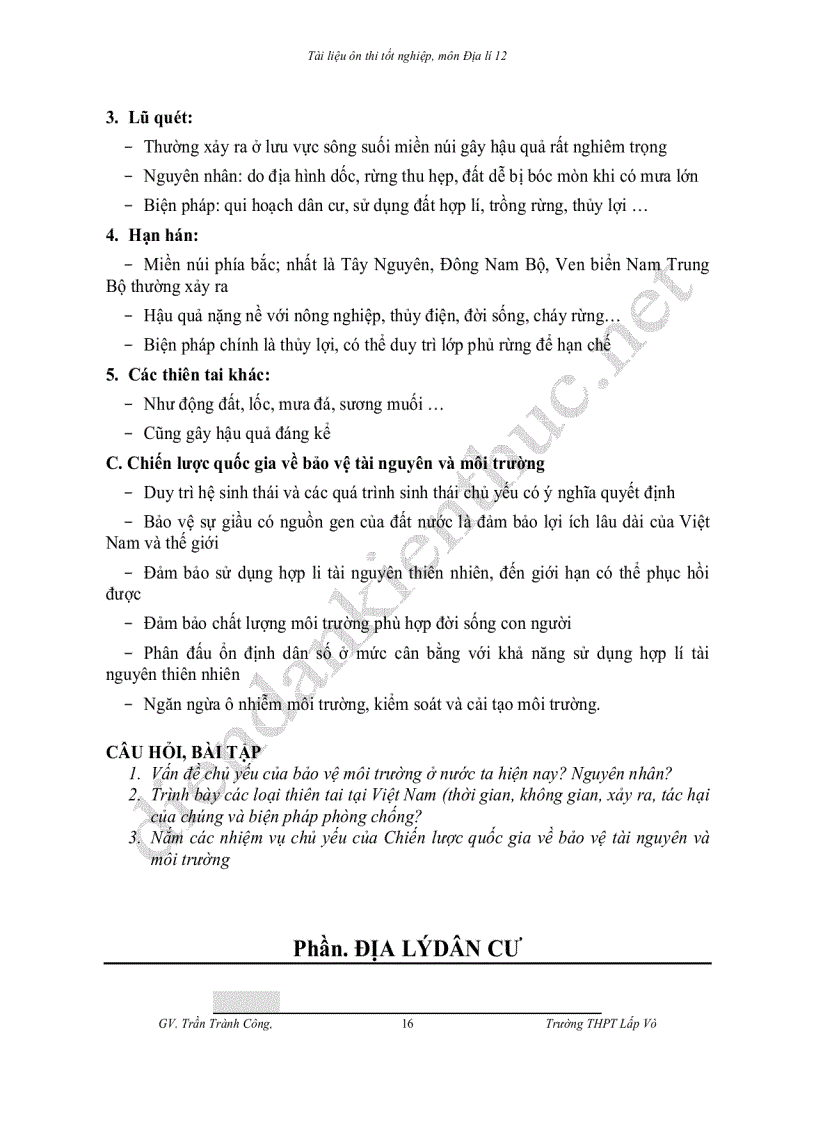 image for page Tài liệu ôn thi tốt nghiệp môn Địa lí 12