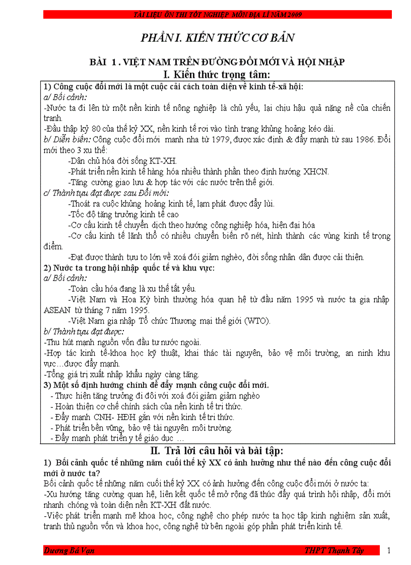 image for page Tài liệu ôn TN THPT 2009