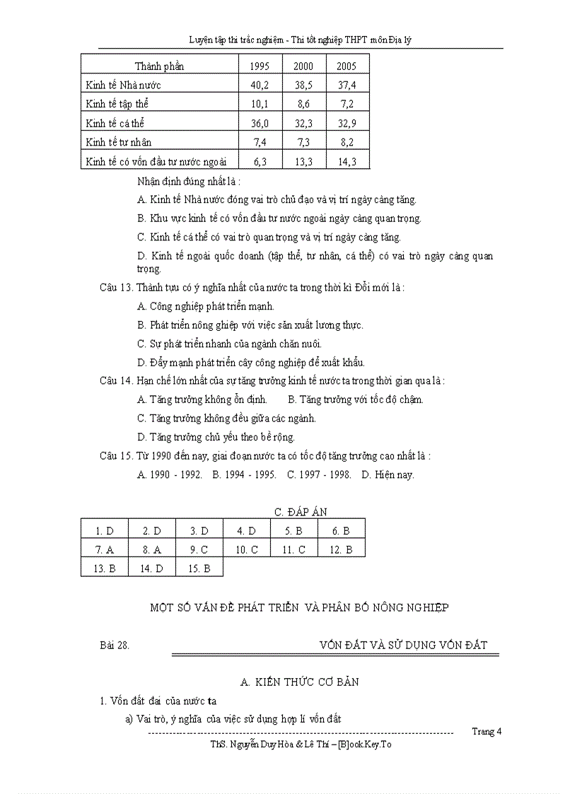 Trắc nghiệm địa lý P2