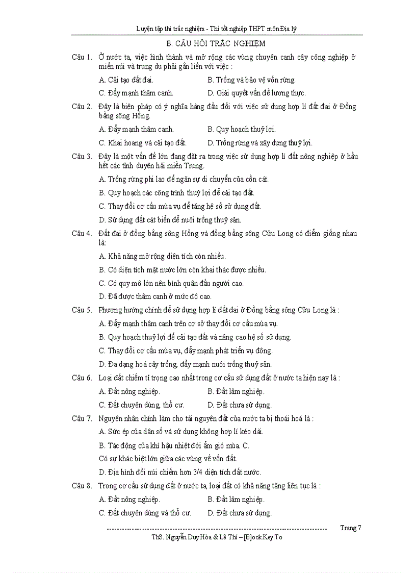 image for page Trắc nghiệm địa lý P2