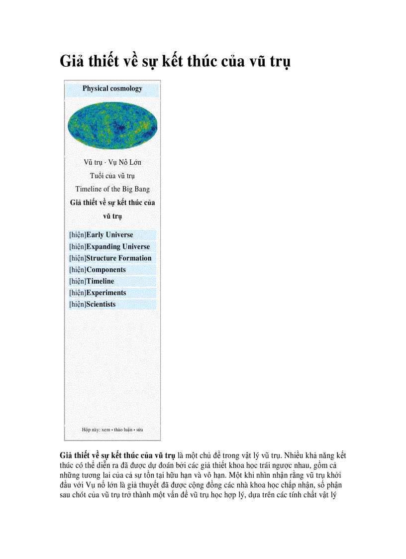 image for page Giả thiết về sự kết thúc của vũ trụ