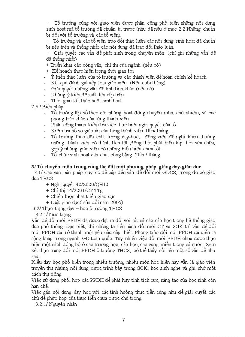 image for page Hoạt động của tổ chuyên môn trong nhà trường