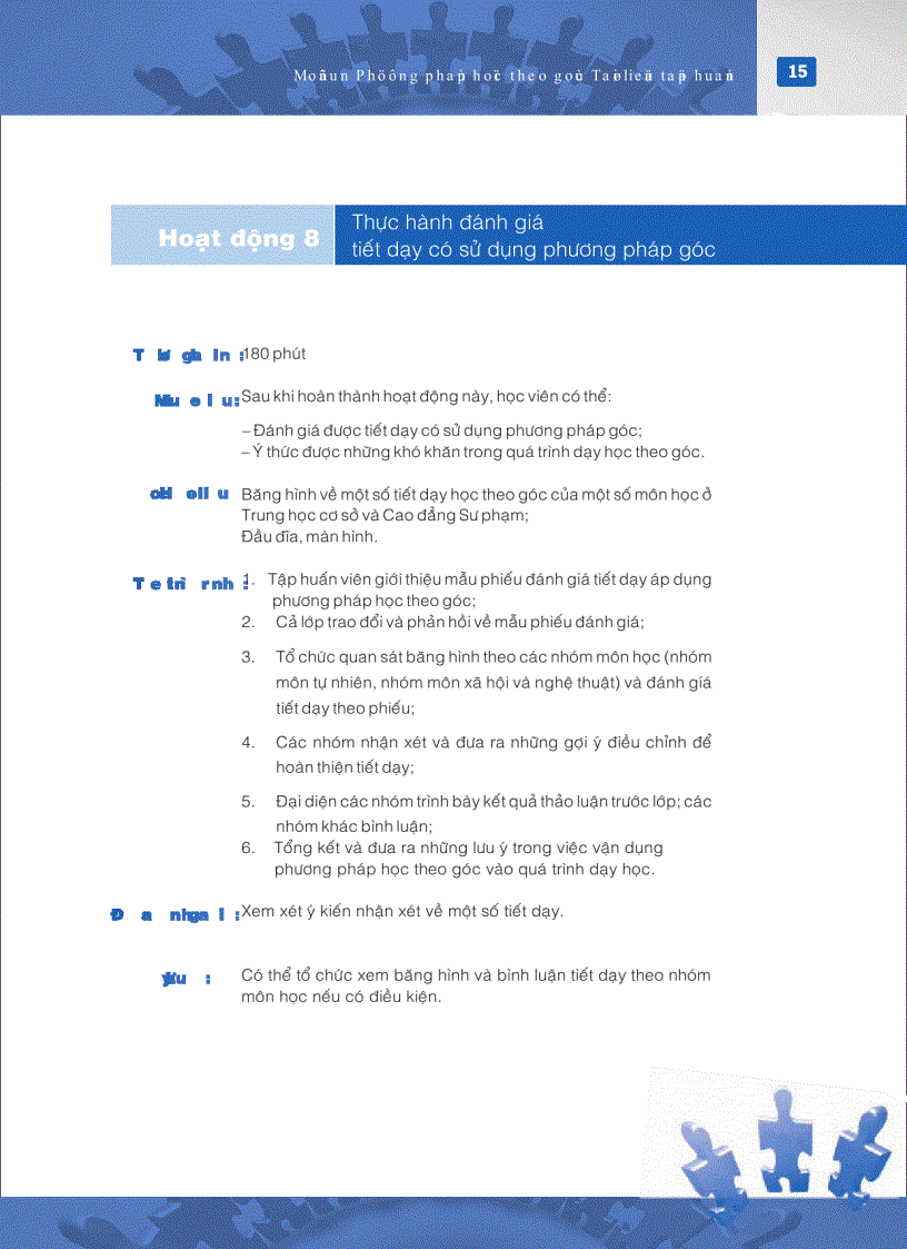 image for page Mô đun đào tạo giáo viên về Học theo góc